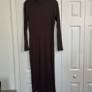 Brown Long-Sleeve Sweater Dress (L)